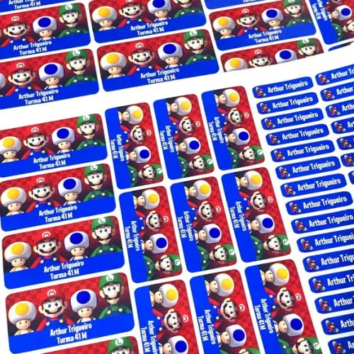 Etiqueta Escolar Super Mario (pacote com 80)