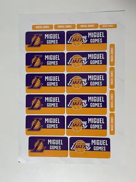 Etiqueta para Material Escolar Lakers (pacote com 80)