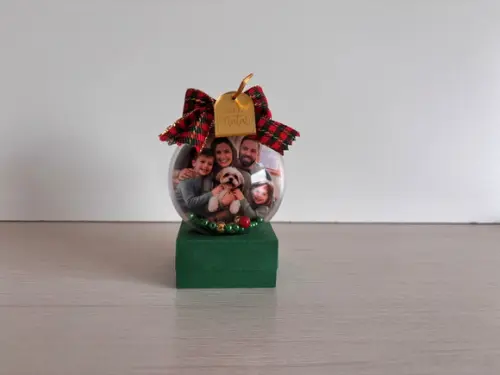 Kit 10 Bolinhas de Natal com Foto e Pingente Dourado