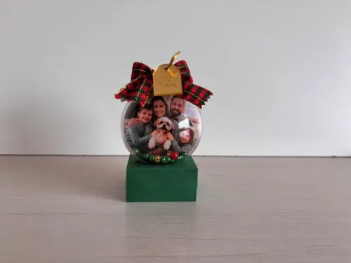 Kit 10 Bolinhas de Natal com Foto e Pingente Dourado