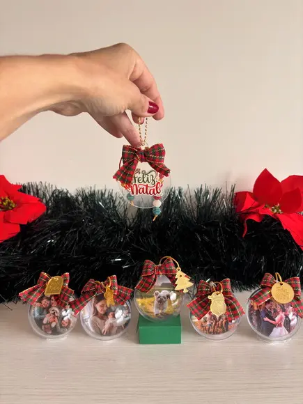 Kit com 10 Bolinhas de Natal com Pingente + Brinde