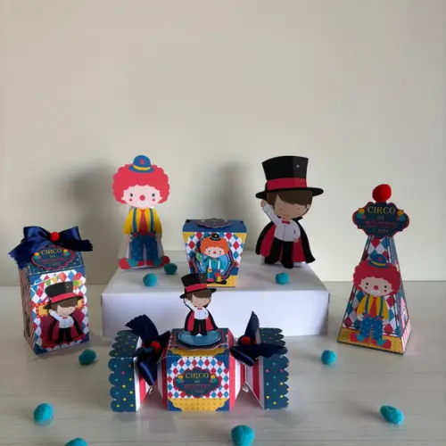 Kit Festa Lembrancinhas Circo 20 Lembrancinhas + 2 Displays de Me