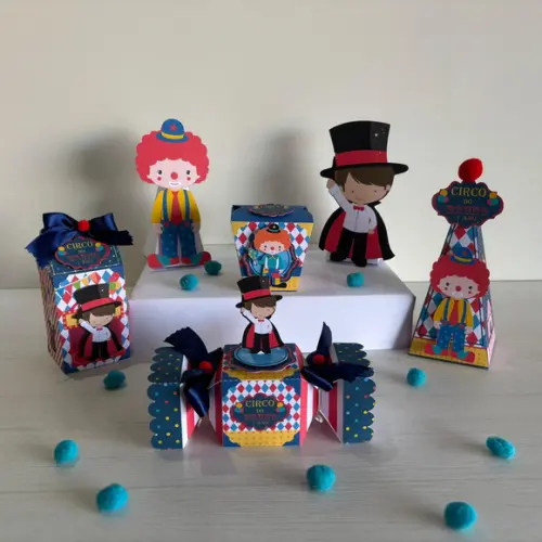 Kit Festa Lembrancinhas Circo 20 Lembrancinhas + 2 Displays de Me