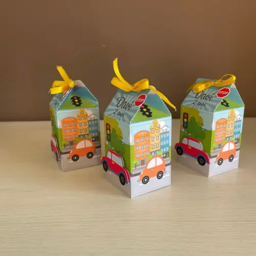 Kit com 20 caixas Festa Meios de Transporte