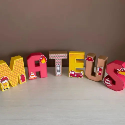 Letras 3d Festa Bombeiros