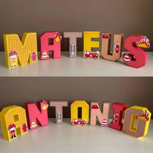 Letras 3d Festa Bombeiros