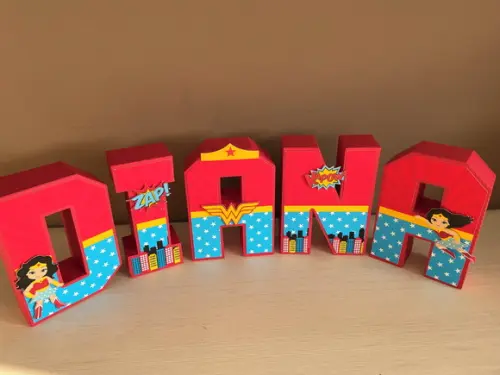 Letras 3d Festa Mulher Maravilha