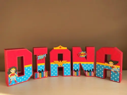 Letras 3d Festa Mulher Maravilha