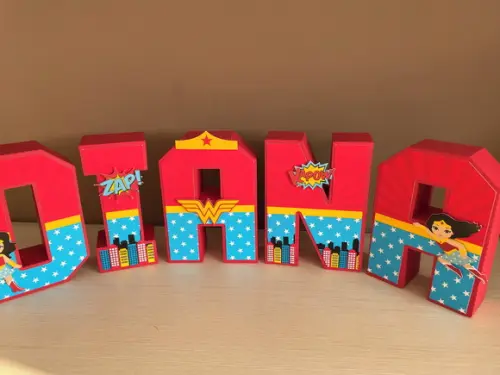 Letras 3d Festa Mulher Maravilha