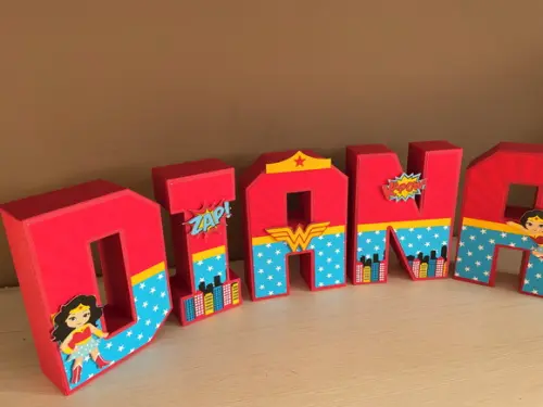 Letras 3d Festa Mulher Maravilha
