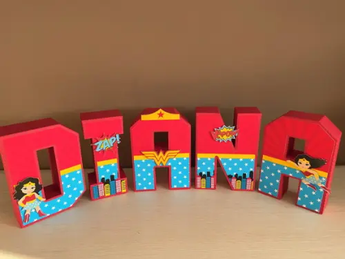 Letras 3d Festa Mulher Maravilha