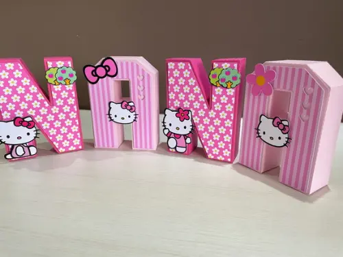 Letras 3d Hello Kitty Rosa