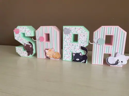 Letras 3d Gatinhos Fofos