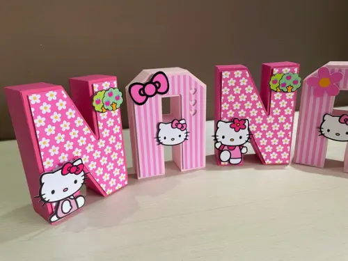 Letras 3d Hello Kitty Rosa