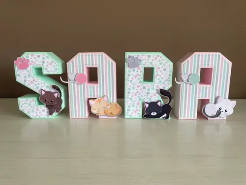 Letras 3d Gatinhos Fofos