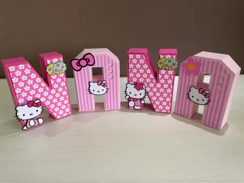 Letras 3d Hello Kitty Rosa