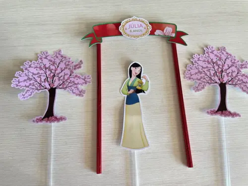 Topo de Bolo Festa Mulan