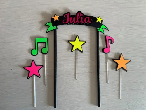 Topo de Bolo Festa Neon