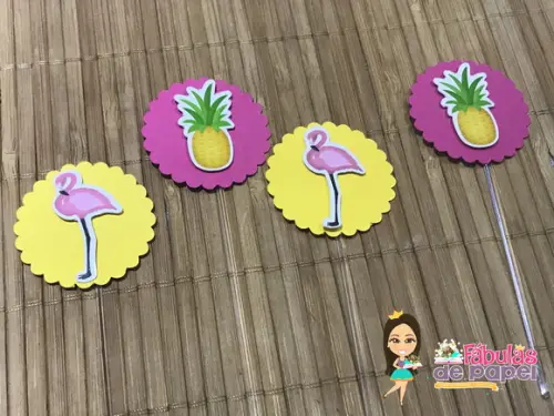 Topper Flamingo e Abacaxi