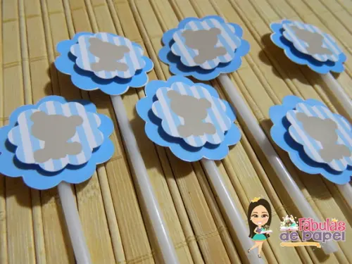 Topper para Docinho Chá de Bebê Ursinho Kit com 30