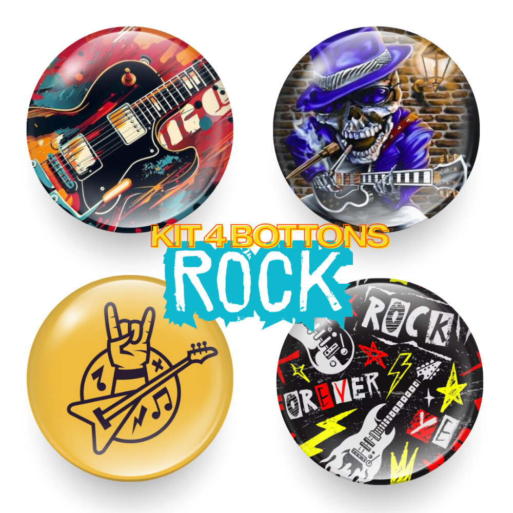 Kit com 4 bottons Rock
