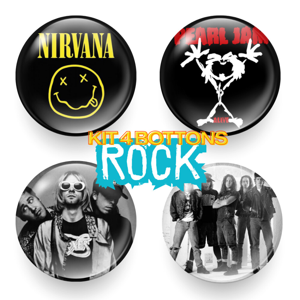 Kit com 4 bottons Rock