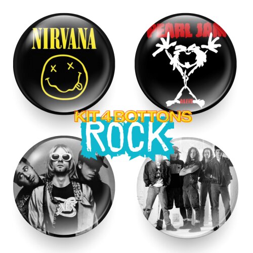 Kit com 4 bottons Rock