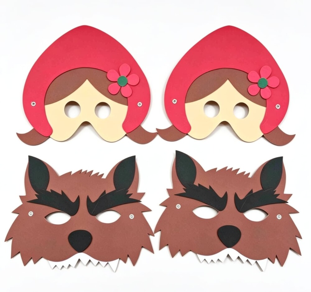 Kit Máscaras de EVA Chapeuzinho Vermelho e Lobo Mau - Festa Infa