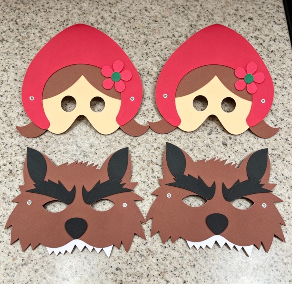 Kit Máscaras de EVA Chapeuzinho Vermelho e Lobo Mau - Festa Infa