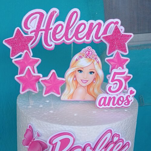 🎀 Topo de Bolo Barbie Personalizado com Nome | Arquivo Digital Pronto para Imprimir 👑