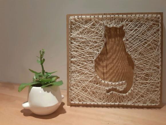 Quadro gato em String Art