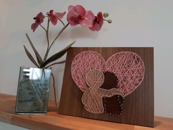 Quadro String Art Coração Namorados