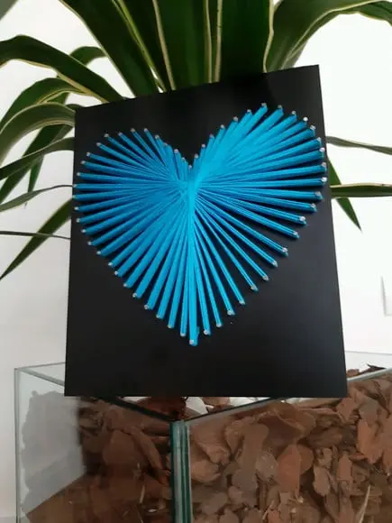Coração Azul em String Art