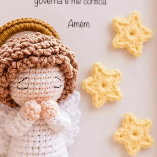 Quadro Santo Anjo Amigurumi