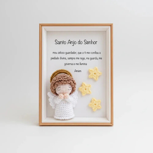 Quadro Santo Anjo Amigurumi