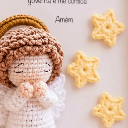 Quadro Santo Anjo Amigurumi