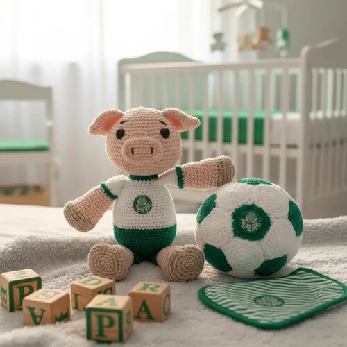 Mascote e Bola Time Crochê Amigurumi