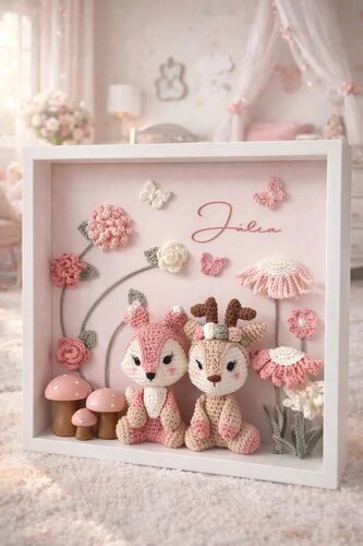 Porta de Maternidade Bosque Crochê Amigurumi Menina