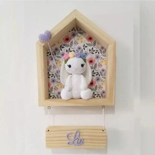 Porta de Maternidade Casinha Coelho Crochê Amigurumi