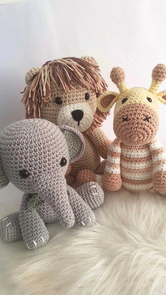 Trio Safari Crochê Amigurumi
