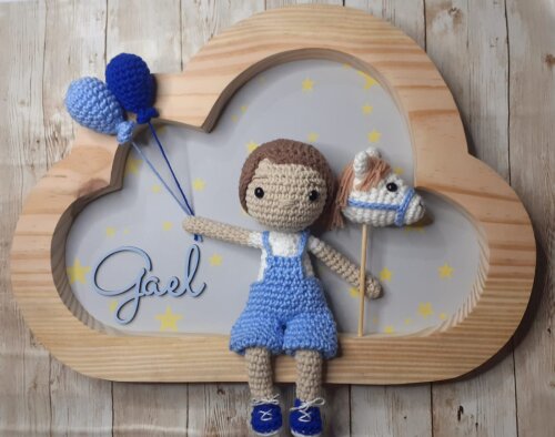 Porta de Maternidade Nuvem Crochê Amigurumi