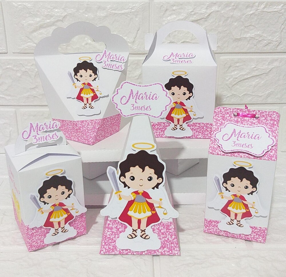 Kit Festa Lembrancinhas para Aniversário  Arcanjo Miguel - Rosa-