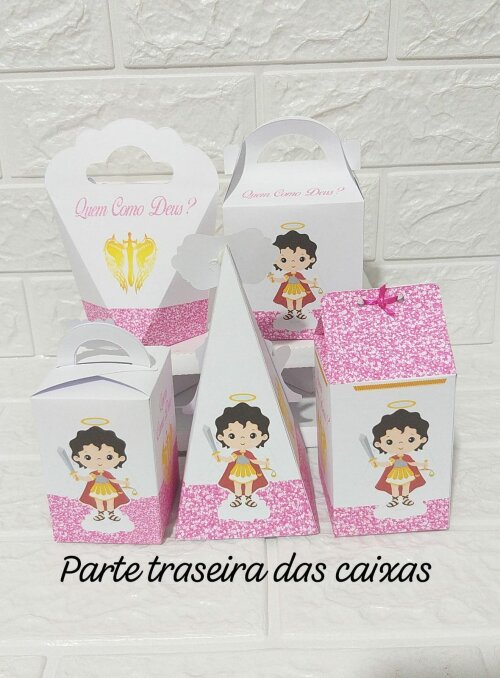 Kit Festa Lembrancinhas para Aniversário  Arcanjo Miguel - Rosa-