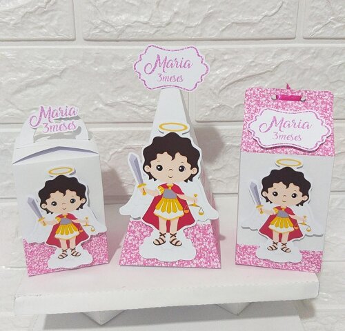 Kit Festa Lembrancinhas para Aniversário  Arcanjo Miguel - Rosa-