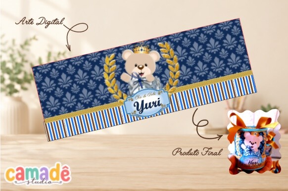 Mini Tubolata Ursinho Príncipe | Personalizado | Chá de Bebê |