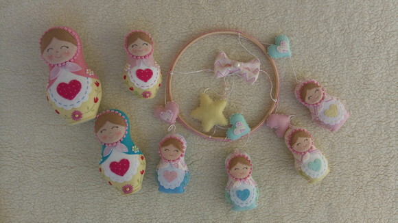 Decoração Boneca Mobile de Berço e Lembrancinha Matrioska