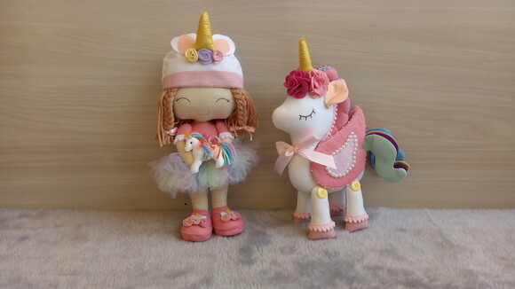 kit Decoração de  Festa Boneca e Unicórnio