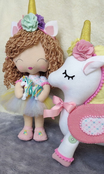 Kit Decoração Festa Unicórnio Boneca Cacheada