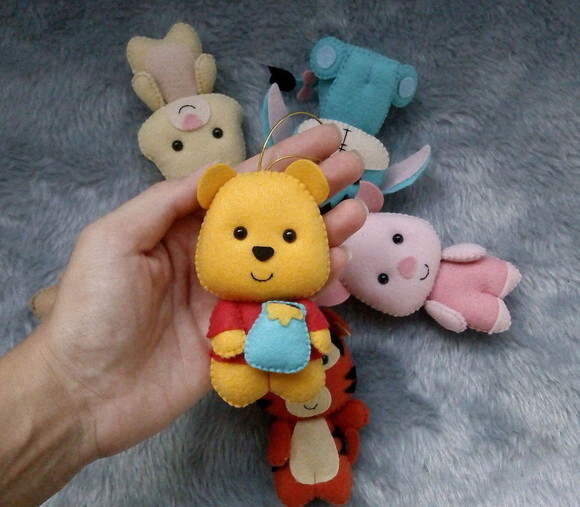 Kit  Pingentes Arvore de Natal Ursinho Pooh de Feltro