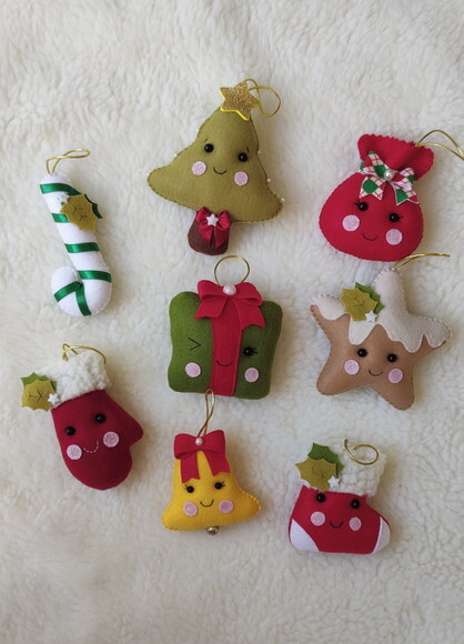 Kit Pingente classicos de Árvore de Natal de Feltro